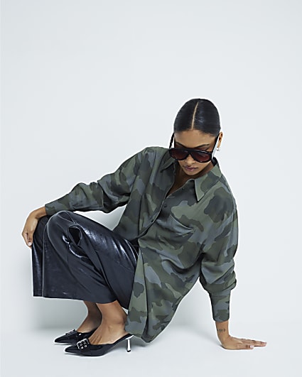 Green Camouflage Oversized Shirt