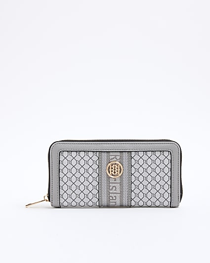 Grey Monogram Zip Around Purse