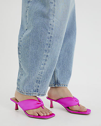 Pink Toe Thong Heeled Sandals