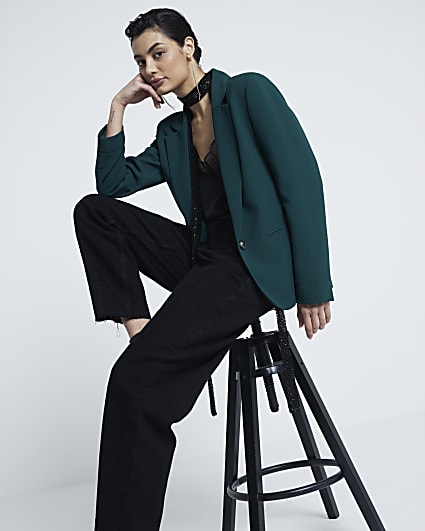 Black blazer with green shirt best sale