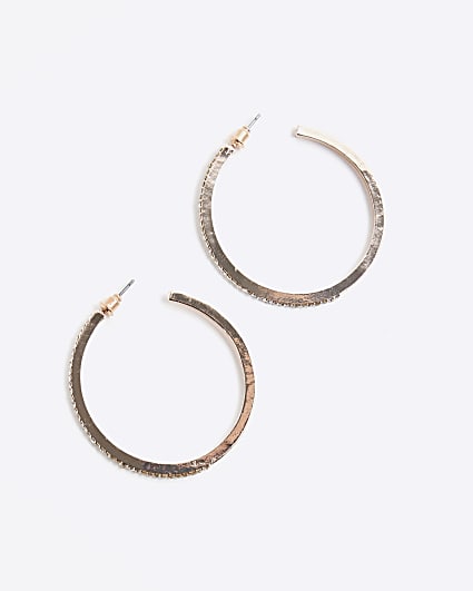 Rose Gold Diamante Hoop Earrings