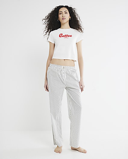 Cream Coffee Stripe Pyjama Set