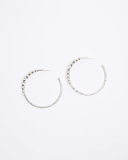 Silver Stone Hoop Earrings