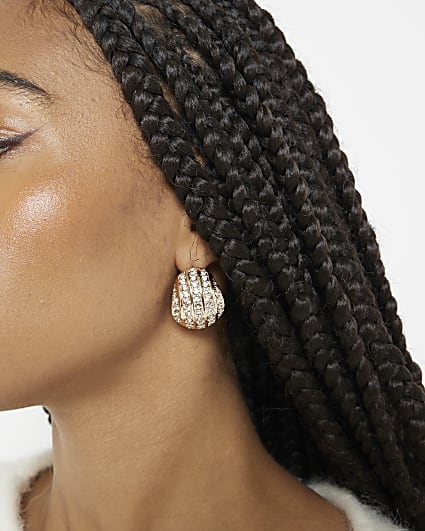 Gold Crystal Studded Earrings