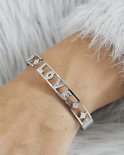 Silver Love Bangle Bracelet