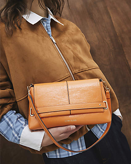 Orange Fold Over Clutch Bag