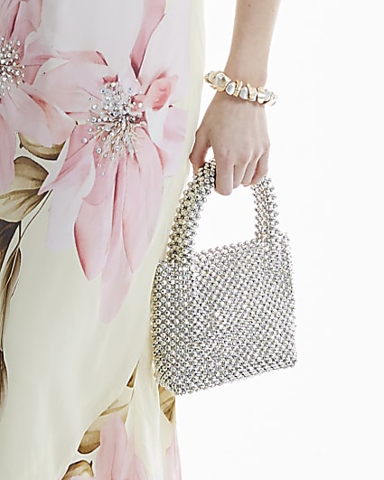 Silver Small Beaded Handbag