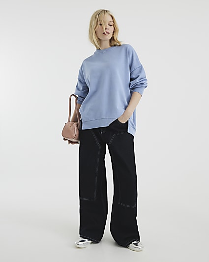 Blue Long Sleeve Elliptical Seam Sweatshirt