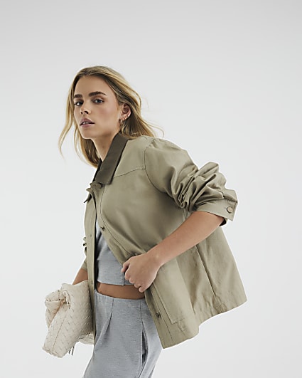 Petite Beige Washed Barn Jacket