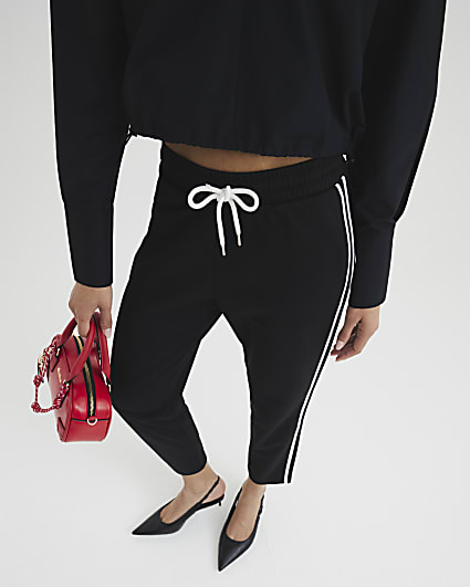 Black Side Stripe Cropped Joggers