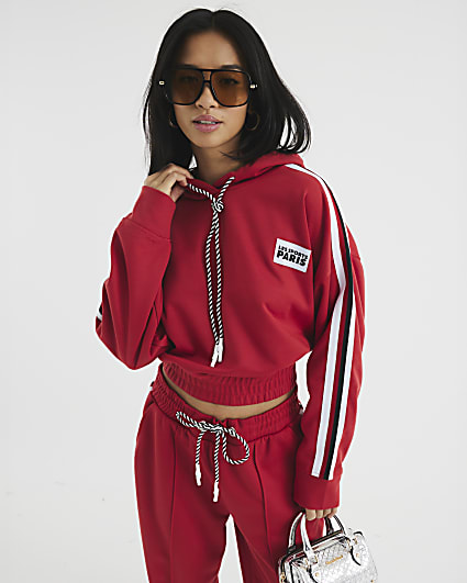 Petite Red Long Sleeve Side Stripe Hoodie