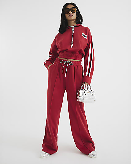 Red Side Stripe Wide Leg Jogger