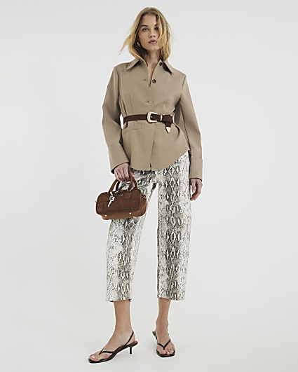 Brown Denim Snake High Rise Culottes