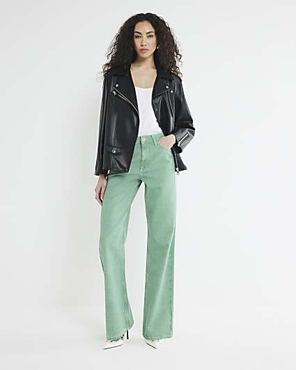 Green Relaxed Straight Jeans