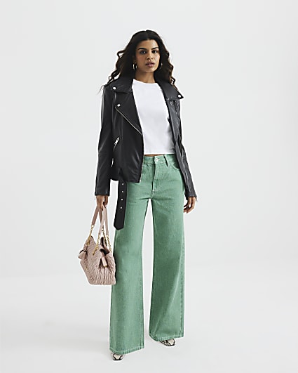 Petite Green Relaxed Straight Jeans