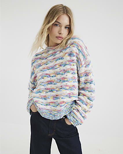 Multi Colour Space Dye Slouchy Knit Jumper