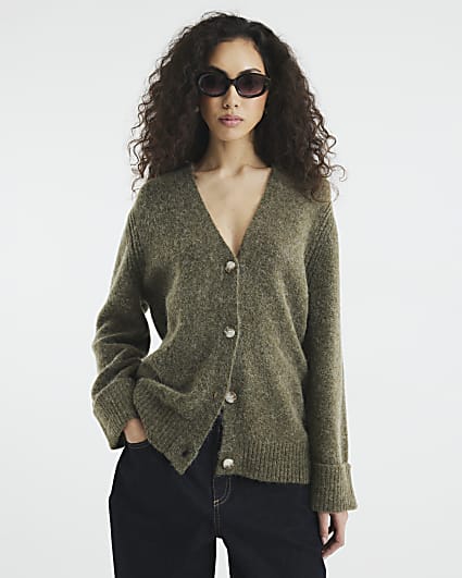 Khaki Knitted Cardigan