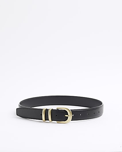 Black Faux Leather Jeans Belt