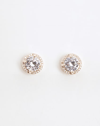 Rose Gold Halo Stud Earrings