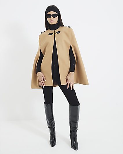 Beige Military Style Cape