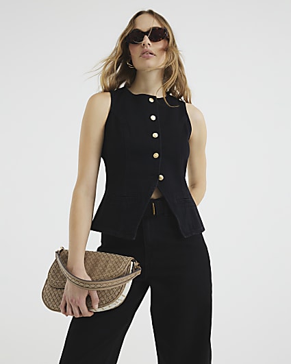 Black Denim Waistcoat