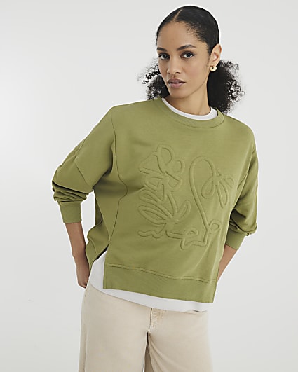 Green Embossed Sweatshirt