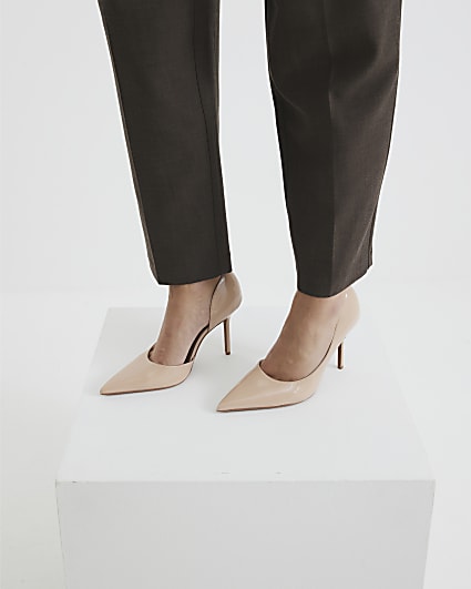 Beige Faux Leather Court Shoes