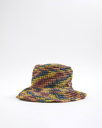 Multi Colour Straw Bucket Hat