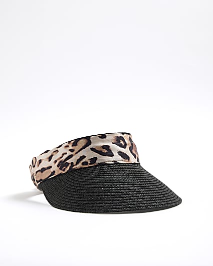 Black Leopard Tie Visor Hat
