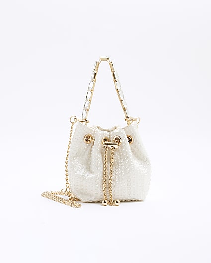 Cream Droplet Bucket Bag