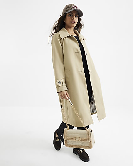 Petite Beige Single Breasted Trench Coat