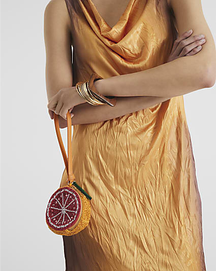 Orange Premium Beaded Grapefruit Bag