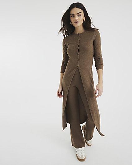 Brown Cosy Longline Cardigan