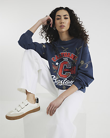 Navy Long Sleeve California Sweatshirt