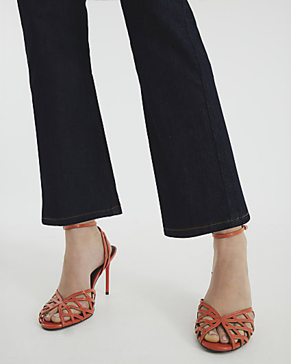 Orange Caged Heeled Sandals