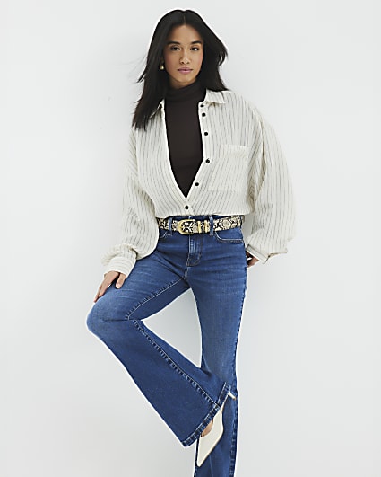 Petite Blue Denim Mid Rise Bootcut Jeans