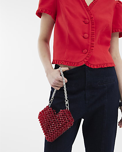 Red Heart Beaded Bag