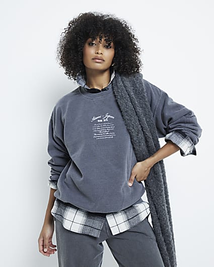 Grey Embroidered Sweatshirt