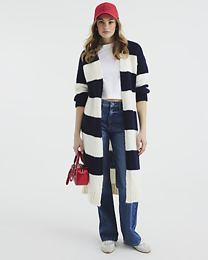 Navy Stripe Maxi Cardigan