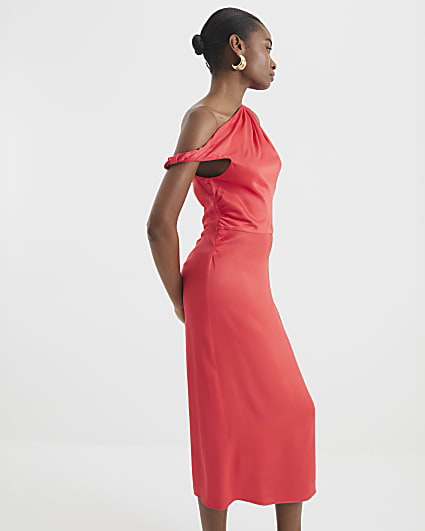 Red Twist Front Maxi Dress