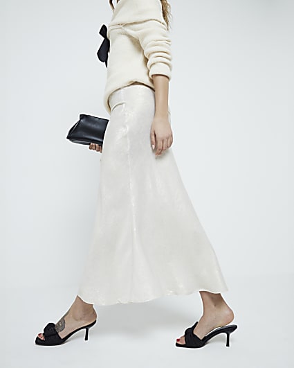 Silver Satin Slip Maxi Skirt