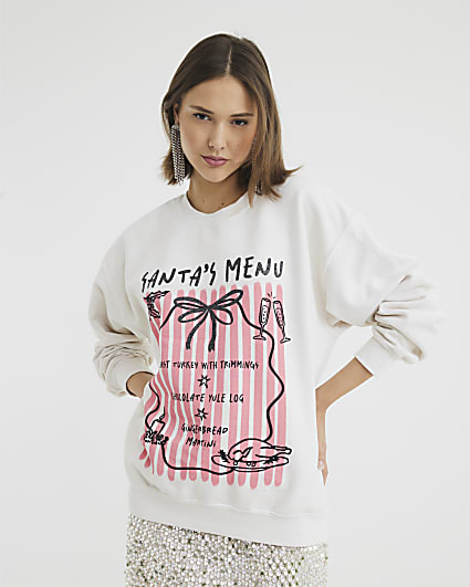 Cream Santa's Menu Christmas Sweatshirt