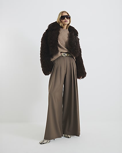 Brown Real Shearling Short Jacket