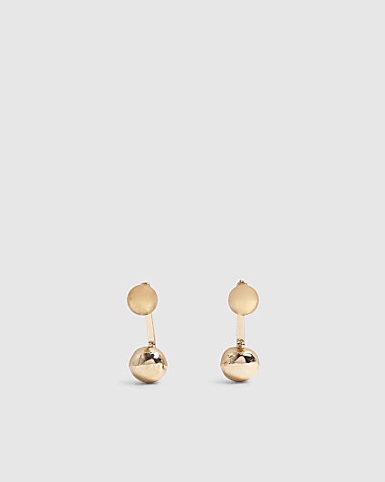 Gold Ball Front Back Earrings