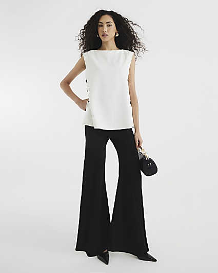 Black Wide Leg Flared Trousers