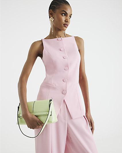 Pink Square Neck Strappy Waistcoat