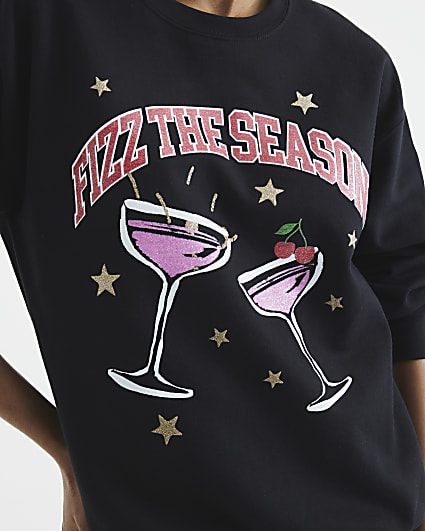 Black 'Fizz The Season' Christmas Sweatshirt