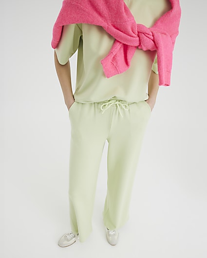 Lime Premium High Waisted Wide Leg Joggers