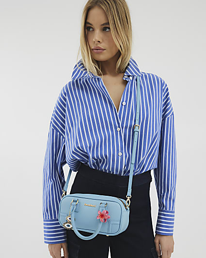 Blue Rectangle Bowler Bag