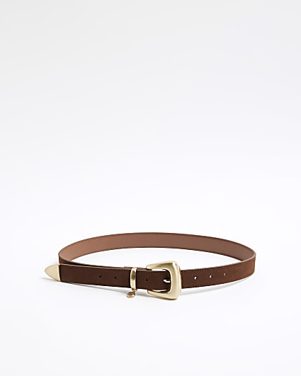 Brown Suede Buckle Belt